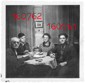 The Kimmelstiel family: Fritz, Max, Karolina, and Albert at the dinner table, Nuremberg, 1941
'© Albert Kimmelstiel